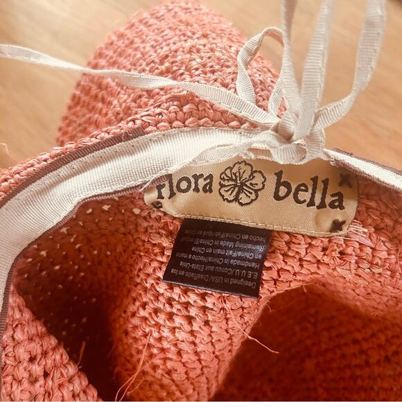 Flora Bella Adjustable Burnt Orange Floppy Straw Hat with Sea Shells/Starfish main image 7